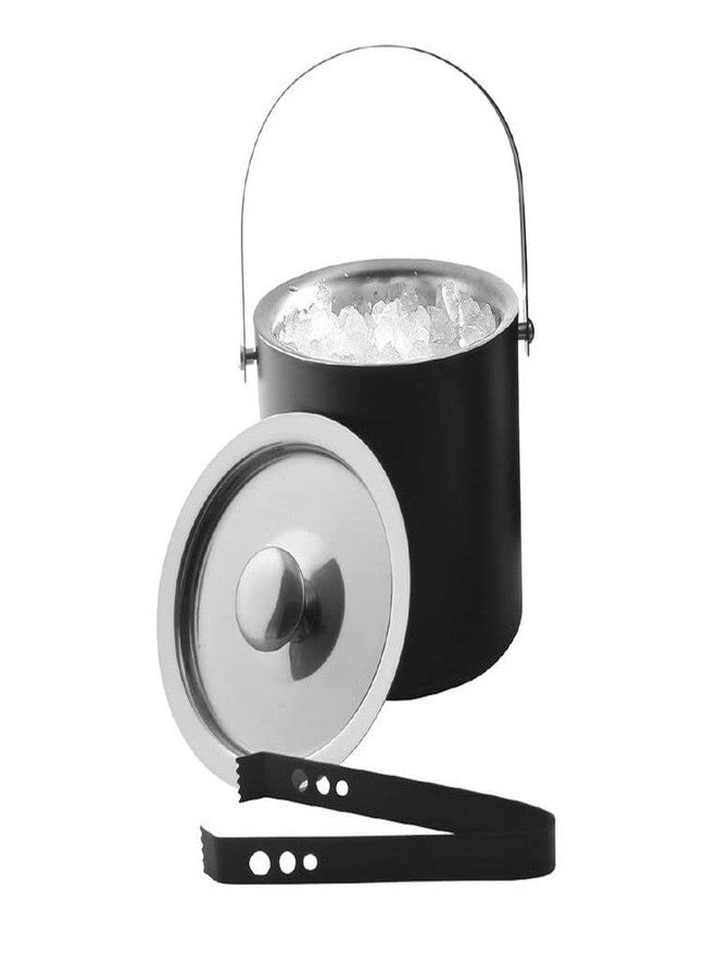 FINALITY Stainless Black Ice Bucket with Lid, Double Walled Stainless Steel Insulated with Ice Tong 1.5L, Ice Cold for 6 h with Handle, bar Tools for Home bar Accessories, Mini bar - Image 1